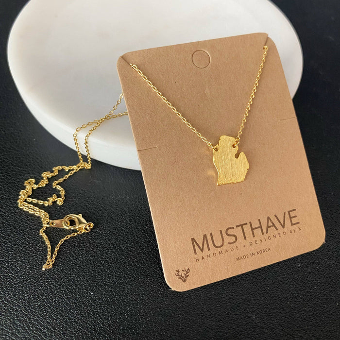 Michigan State Necklace in Gold