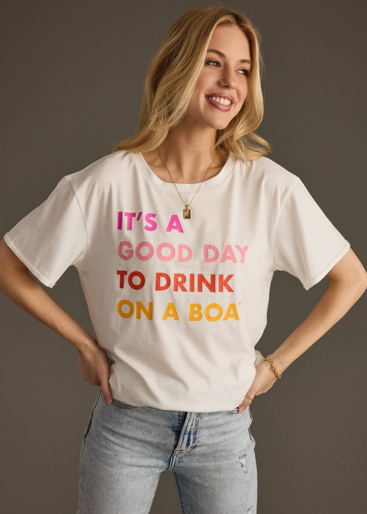 Drink On A Boat Tee in White