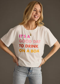Drink On A Boat Tee in White