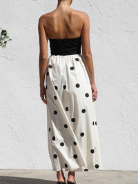 Polka Dot Strapless Dress in Black and White
