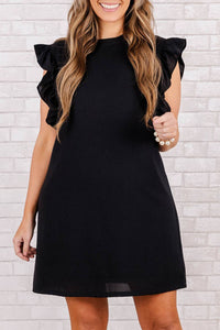 Ruffled Plus Size Shift Dress in Black