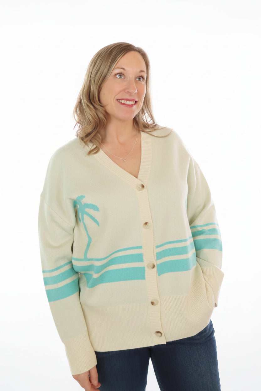 Ocean Sunset Knit Cardigan in Teal