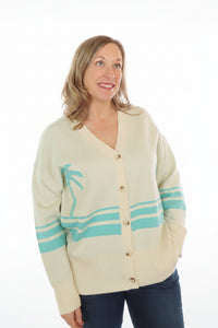 Ocean Sunset Knit Cardigan in Teal