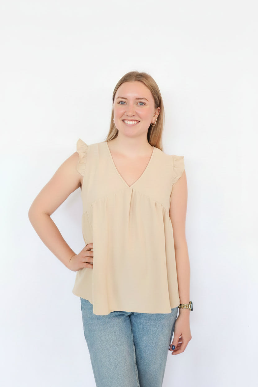Just Flow With It Tank Top in Tan