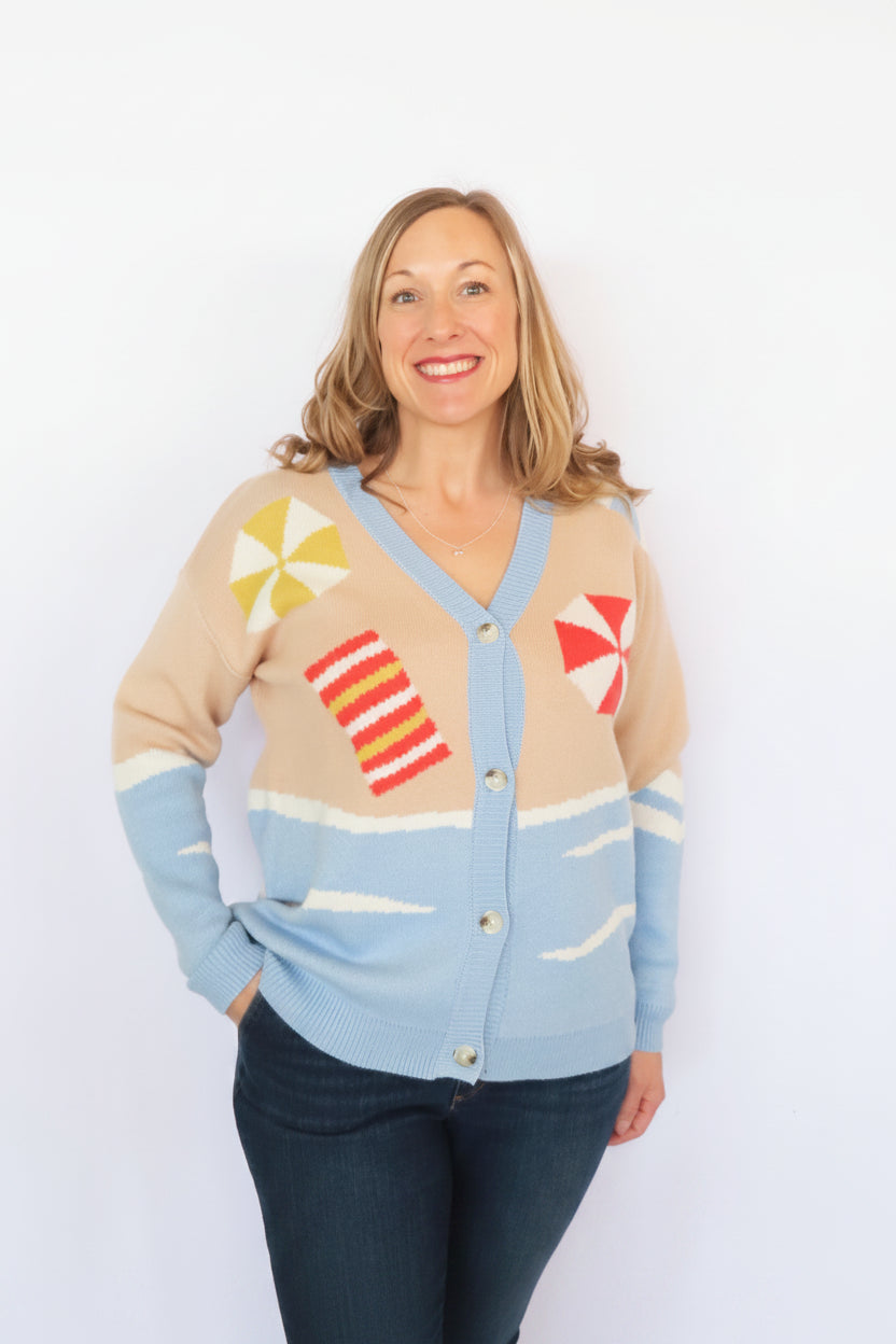 Cardigan With Beach Design