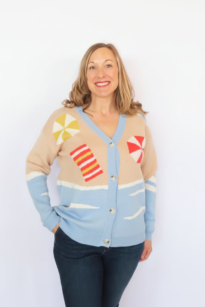 Cardigan With Beach Design