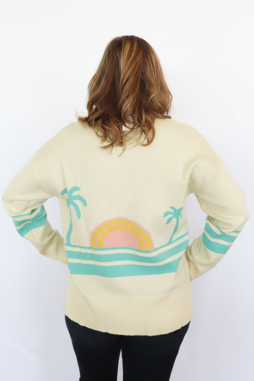 Ocean Sunset Knit Cardigan in Teal