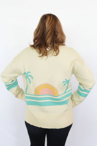 Ocean Sunset Knit Cardigan in Teal