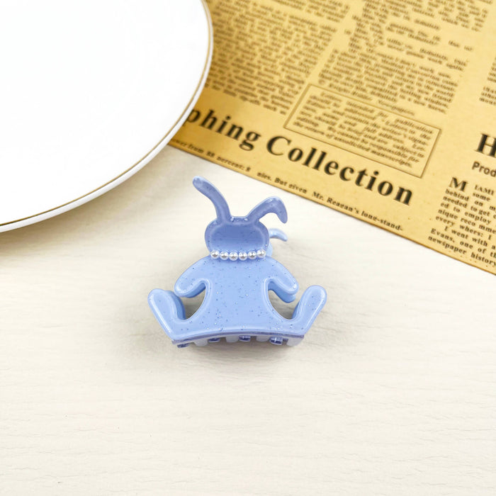 Rabbit Hair Clip Pearl Claw Clip in Blue