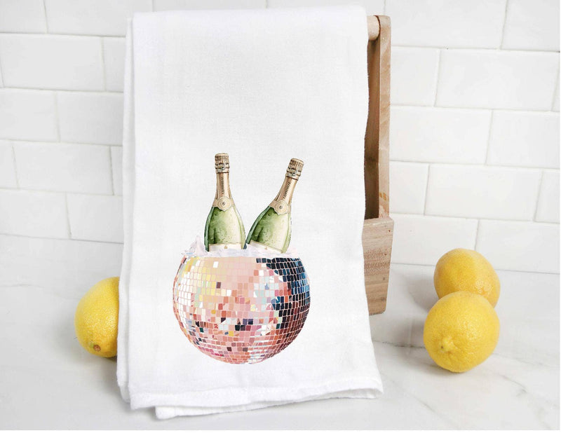 Disco Ball Champagne Tea Towel