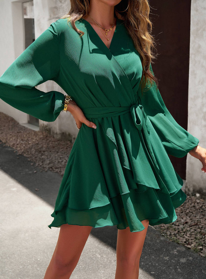 Green Swing Dress with Ruffle
