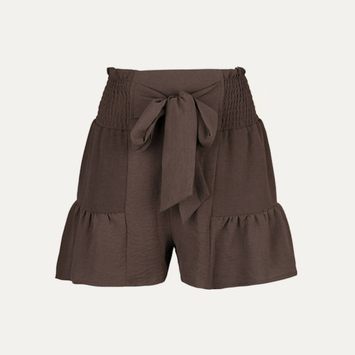 High Waist Tie-Front Shorts in Coffee