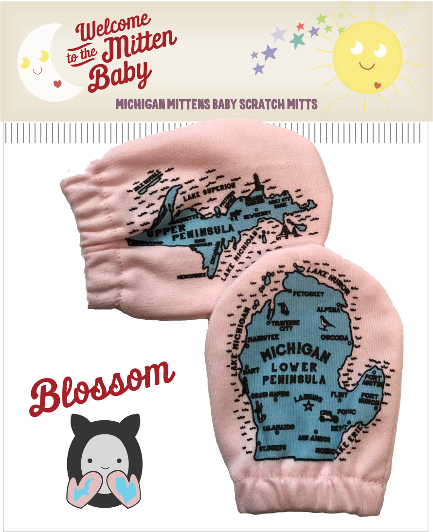 Pink Michigan Mittens Baby Scratch Mitts Blossom