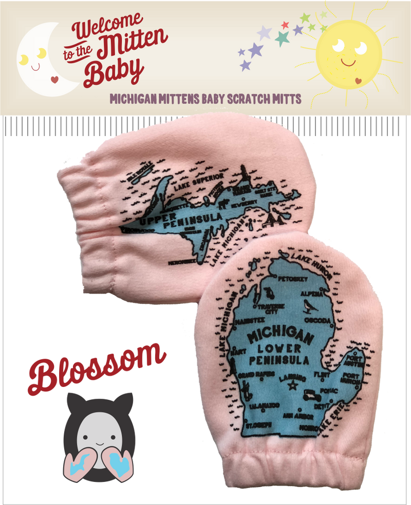Pink Michigan Mittens Baby Scratch Mitts Blossom