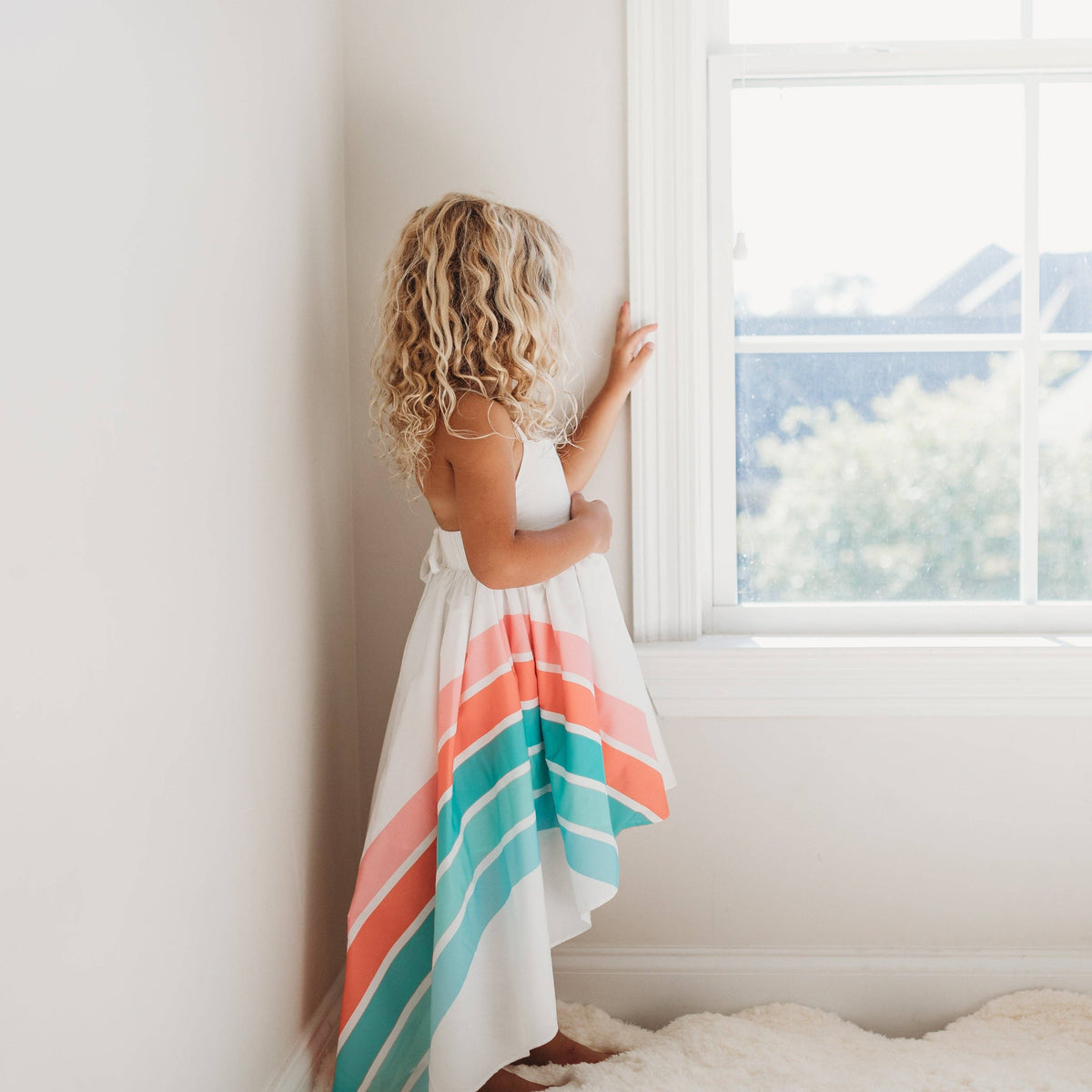 Pastel Rainbow Halter High-Low Dress