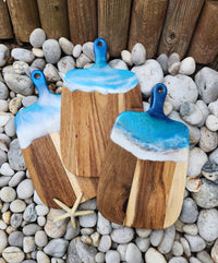 Ocean Waves With Resin Design on Black Walnut Cutting Board