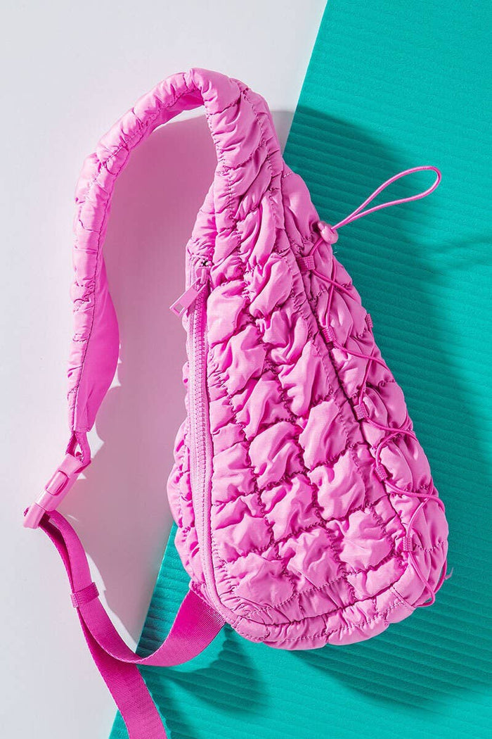 Pink Crossbody Quilted Sling Bag