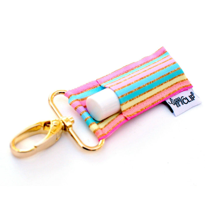 Pastel Gold Stripe LippyClip Lip Balm Holder