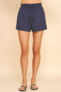 High Waist Woven Shorts in Navy