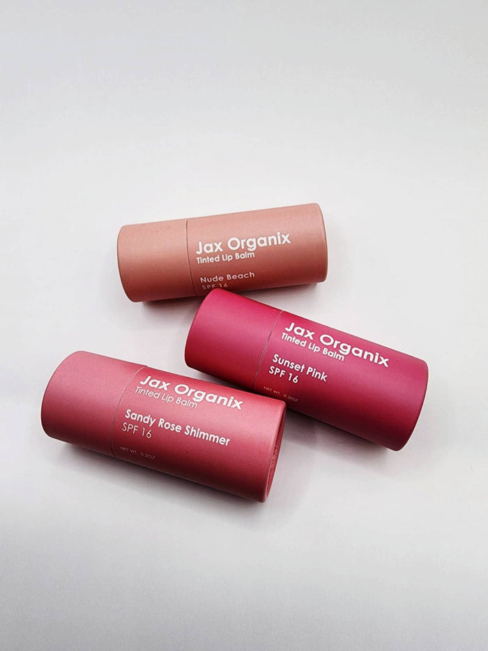 Jax Organix SPF 16 Tinted Lip& Face Balm: Sandy Rose Shimmer