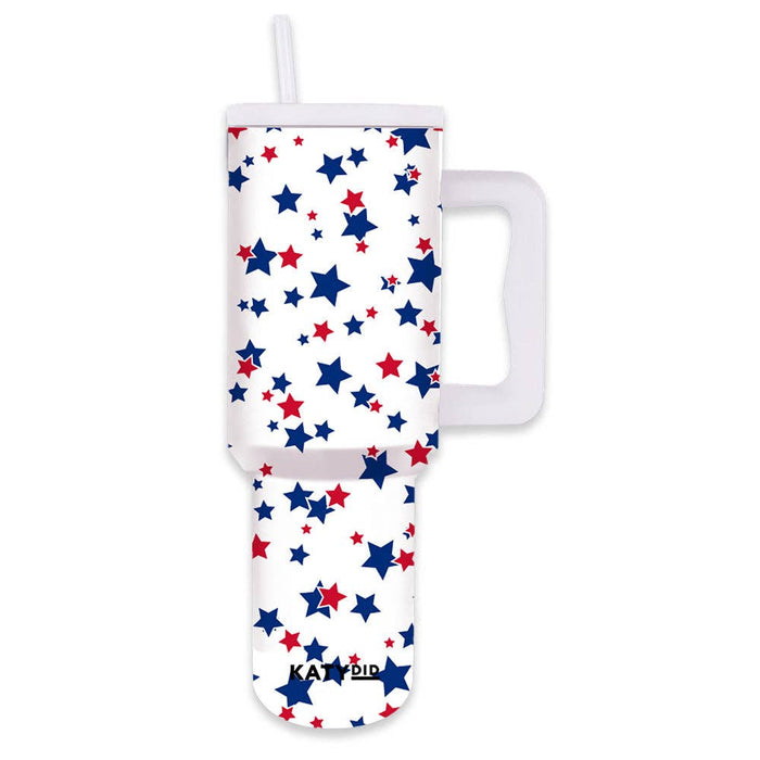 Red, White, Blue Star Tumbler w/ Handle