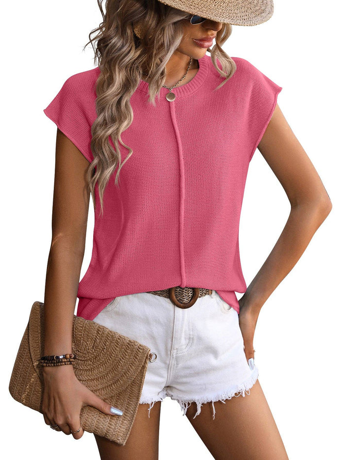 Chunky Knit Sleeveless Sweater in Pink
