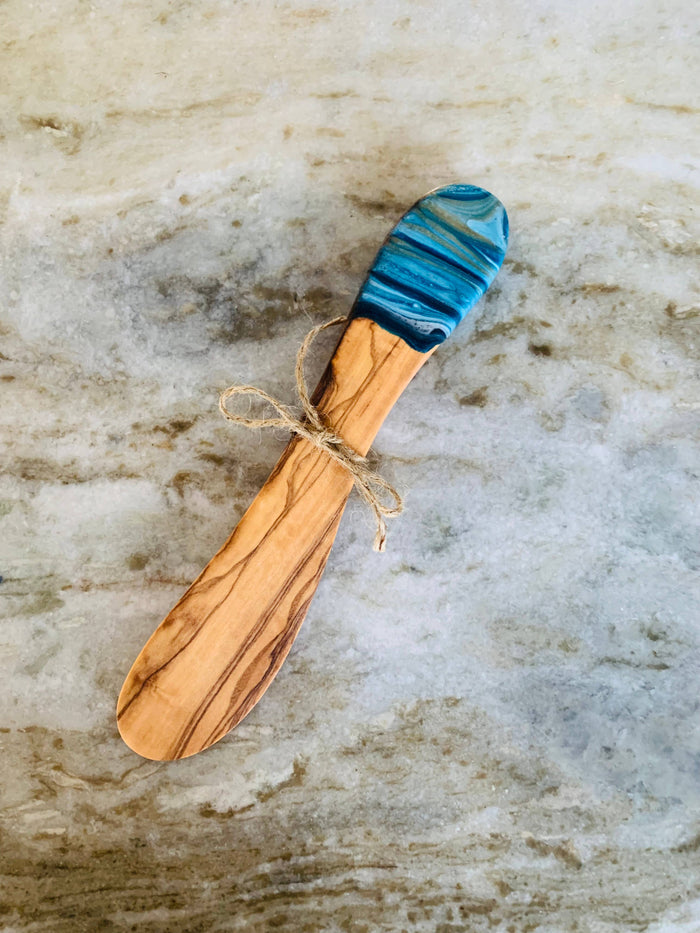 Olive Wood Spreader - Navy/Gold/White