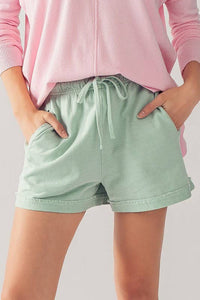 Mint Elastic Drawstring Shorts